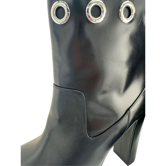 Alexander‎ McQueen Eyelet Black Leather Platform Heeled Boots EU 41.5 Unisex - Picture 8 of 15